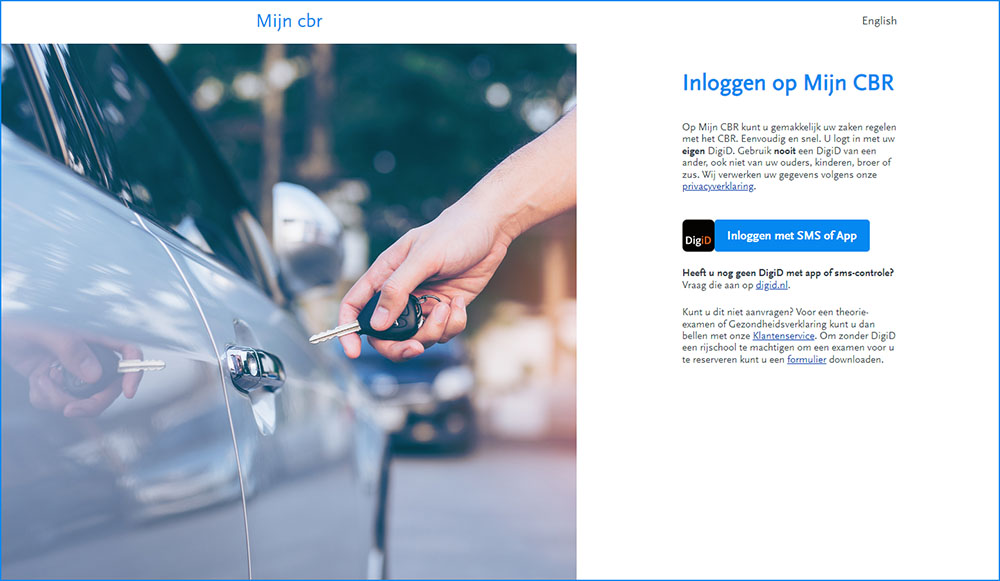 Inloggen bij mijncbr.nl met de DigiD